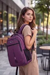 4 Bölmeli Ergonomik Okul Lise Üniversite ve Günlük Çok Fonksiyonlu Geniş Hacimli Şehir ve Seyahat Mor Sırt Çantası