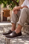 Nautical Hakiki Deri Kahverengi Kauçuk Anti Sararma Özellikli Taban Boat Shoe Loafer Makosen Casual Ayakkabı