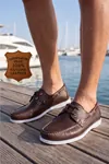 Nautical Hakiki Deri Kahverengi Kauçuk Anti Sararma Özellikli Taban Boat Shoe Loafer Makosen Casual Ayakkabı