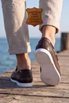 Nautical Hakiki Deri Kahverengi Kauçuk Anti Sararma Özellikli Taban Boat Shoe Loafer Makosen Casual Ayakkabı