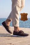 Nautical Hakiki Deri Kahverengi Kauçuk Anti Sararma Özellikli Taban Boat Shoe Loafer Makosen Casual Ayakkabı