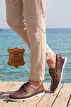 Nautical Hakiki Deri Kahverengi Kauçuk Anti Sararma Özellikli Taban Boat Shoe Loafer Makosen Casual Ayakkabı