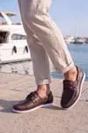 Marin Boat Shoe, %100 Hakiki Deri Kahverengi Kauçuk Sararmaz Taban Erkek Boat Shoe Mokasen Laofer Casual Ayakkabı