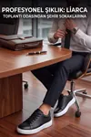 Asterio %100 Hakiki Deri Sararmayan Faylon Taban Sneaker Klasik Siyah Beyaz Ayakkabı