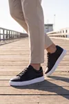Asterio %100 Hakiki Deri Sararmayan Faylon Taban Sneaker Klasik Siyah Beyaz Ayakkabı