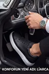 Asterio %100 Hakiki Deri Sararmayan Faylon Taban Sneaker Klasik Siyah Beyaz Ayakkabı