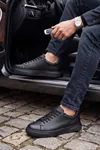 Asterio %100 Hakiki Deri Ultra Hafif Tabanlı Sneaker Klasik Siyah Casual Ayakkabı