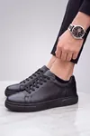Asterio %100 Hakiki Deri Ultra Hafif Tabanlı Sneaker Klasik Siyah Casual Ayakkabı