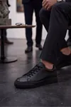 Asterio %100 Hakiki Deri Ultra Hafif Tabanlı Sneaker Klasik Siyah Casual Ayakkabı
