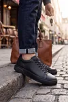 Asterio %100 Hakiki Deri Ultra Hafif Tabanlı Sneaker Klasik Siyah Casual Ayakkabı