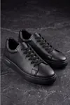 Asterio %100 Hakiki Deri Ultra Hafif Tabanlı Sneaker Klasik Siyah Casual Ayakkabı