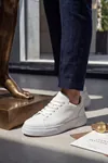 Asterio %100 Hakiki Deri Sararmayan Faylon Taban Sneaker Klasik Beyaz Ayakkabı 