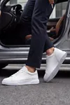 Asterio %100 Hakiki Deri Sararmayan Faylon Taban Sneaker Klasik Beyaz Ayakkabı 