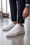 Asterio %100 Hakiki Deri Sararmayan Faylon Taban Sneaker Klasik Beyaz Ayakkabı 
