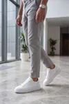 Asterio %100 Hakiki Deri Sararmayan Faylon Taban Sneaker Klasik Beyaz Ayakkabı 