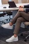 Asterio %100 Hakiki Deri Sararmayan Faylon Taban Sneaker Klasik Beyaz Ayakkabı 