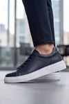 Asterio %100 Hakiki Deri Sararmayan Faylon Taban Sneaker Klasik Lacivert Beyaz Ayakkabı