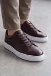 Asterio %100 Hakiki Deri Sararmayan Faylon Taban Sneaker Klasik Kahverengi Beyaz Ayakkabı