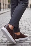 Asterio %100 Hakiki Deri Sararmayan Faylon Taban Sneaker Klasik Kahverengi Beyaz Ayakkabı