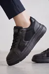 Siyah Kadın Sneaker Kalın Taban Bağcıklı Rahat Günlük Yürüyüş Spor Ayakkabı