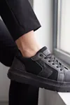 Siyah Kadın Sneaker Kalın Taban Bağcıklı Rahat Günlük Yürüyüş Spor Ayakkabı