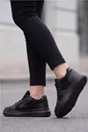 Siyah Kadın Sneaker Kalın Taban Bağcıklı Rahat Günlük Yürüyüş Spor Ayakkabı
