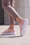 Pudra Kadın Sneaker Kalın Taban Bağcıklı Rahat Günlük Yürüyüş Spor Ayakkabı