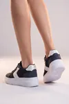 Mavi Kadın Sneaker Kalın Taban Bağcıklı Rahat Günlük Yürüyüş Spor Ayakkabı