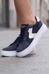 Mavi Kadın Sneaker Kalın Taban Bağcıklı Rahat Günlük Yürüyüş Spor Ayakkabı