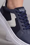Mavi Kadın Sneaker Kalın Taban Bağcıklı Rahat Günlük Yürüyüş Spor Ayakkabı