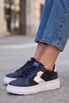 Mavi Kadın Sneaker Kalın Taban Bağcıklı Rahat Günlük Yürüyüş Spor Ayakkabı