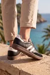 Retro Classic Süet Detaylı Günlük Unisex Siyah Sneaker,  Zamansız Tasarım Yürüyüş Ayakkabısı
