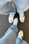 Retro Classic Süet Detaylı Günlük Unisex Beyaz Sneaker,  Zamansız Tasarım Yürüyüş Ayakkabısı