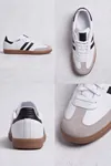Retro Classic Süet Detaylı Günlük Unisex Beyaz Sneaker,  Zamansız Tasarım Yürüyüş Ayakkabısı