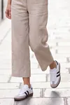 Retro Classic Süet Detaylı Günlük Unisex Beyaz Sneaker,  Zamansız Tasarım Yürüyüş Ayakkabısı