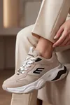 Urban Motion Siyah Beyaz Kalın Taban Bej Rengi Sneaker 
