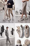 Urban Motion Siyah Beyaz Kalın Taban Bej Rengi Sneaker 