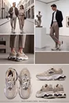Urban Motion Siyah Beyaz Kalın Taban Bej Rengi Sneaker 