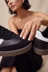Veloxis Kadın Siyah Deri Çift Çizgili Klasik Sneaker Spor Ayakkabı