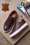 Ghostwood - Hakiki Deri Sararmaz Faylon Taban Kahverengi Beyaz Erkek Sneaker Ayakkabı
