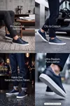 Ghostwood - Hakiki Deri Sararmaz Faylon Taban Lacivert Beyaz Erkek Sneaker Ayakkabı