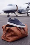 Ghostwood - Hakiki Deri Sararmaz Faylon Taban Lacivert Beyaz Erkek Sneaker Ayakkabı