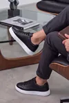 Ghostwood - Hakiki Deri Sararmaz Faylon Taban Siyah Beyaz Erkek Sneaker Ayakkabı
