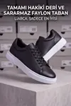 Ghostwood - Hakiki Deri Sararmaz Faylon Taban Siyah Beyaz Erkek Sneaker Ayakkabı