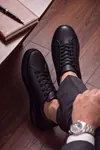 Ghostwood - Hakiki Deri  Hafif Faylon Taban Siyah Erkek Sneaker Ayakkabı
