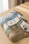 Desenli 9 Çift Özel Yıkanmış Parfümlü Pamuklu Bilek Boy Unisex Çorap Seti