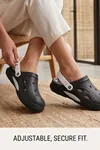 Terra Strata: Erkek Çift Tabanlı Siyah Beyaz Comfort Clog Erkek Terlik - Tokalı Arka Bantlı Spor Sandalet, Havuz, Plaj ve Günlük Doğa Yürüyüşü Anatomik Terliği