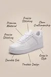 Aeterna Premium Unisex Sneaker - Dayanıklı Taban Rahat Beyaz Ayakkabı