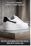Aeterna Premium Unisex Sneaker - Dayanıklı Taban Rahat Beyaz Siyah Ayakkabı