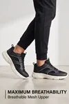 Siyah Beyaz Air Taban Erkek Yürüyüş Koşu Spor Ayakkabı - File Detaylı Rahat Günlük Sneaker